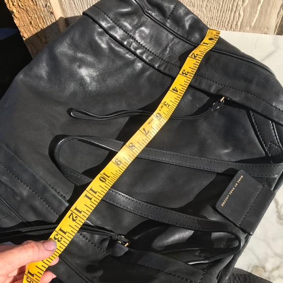 MARC JACOBS MOTO ALL LEATHER TOTE BAG PURSE BLACK - Picture 5 of 8